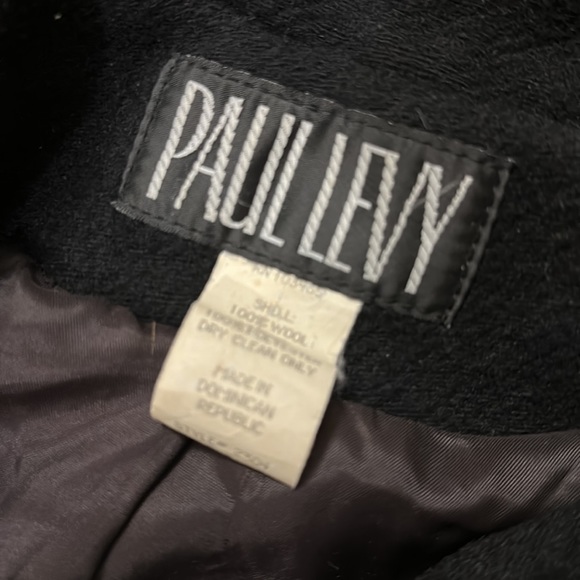VINTAGE PAUL LEVY BLACK 100% WOOL COAT SIZE 14 - Picture 6 of 6